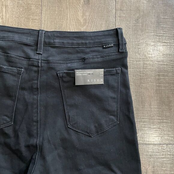 NWT Risen Los Angeles Black Relaxed Distressed Denim Jeans Women Size 15/32 Y2K - Picture 14 of 16